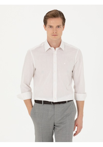 Cacharel Bej Slim Fit Uzun Kollu Gömlek