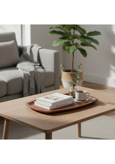Akasya Ağacı Kayık Sunum Tepsisi 33x20 Cm Ahşap Servis Ve Kahve Tepsisi Peynir, Şarküteri Ve Dekoratif Banyo/masaüstü Organizeri Çok Renkli
