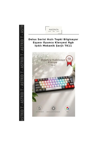 Delux Serisi Hızlı Tepki Bilgisayar Eşyası Oyuncu Klavyesi Rgb Işıklı Mekanik Şarjlı Tk11