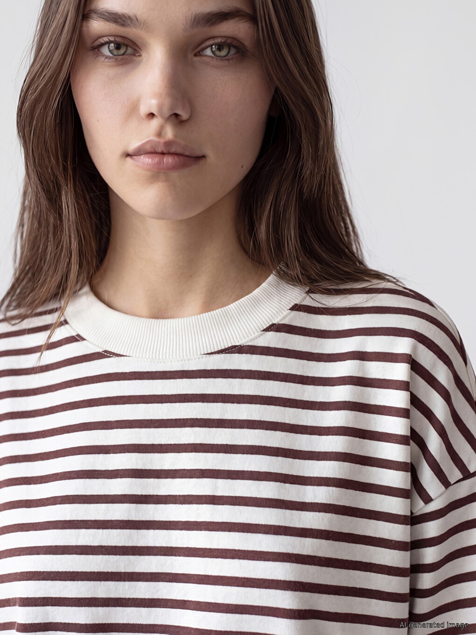Lcw Modest Mürdüm Çizgili Oversize Kadın Sweatshirt Tunik