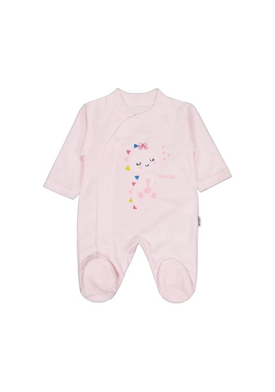 Albimini Minidamla Zürafa Nakış Çıtçıtlı 1-6 Ay Tulum - Pembe