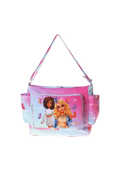 Wow Generation Kız Çocuk Butterfly Baskılı Turkuaz - Pembe Renkli Omuz Çantası - W6075 Çok Renkli