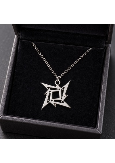 Metallica Ninja Star Kolye Gümüş Renk Yıldız Figürlü Heavy Metal Rock Kolye Altın - Gümüş