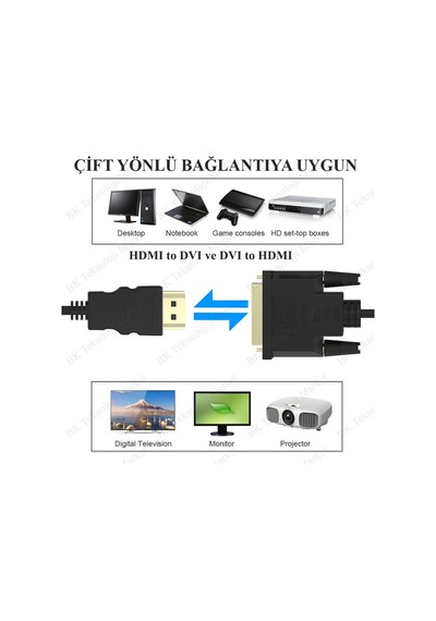 Dvi 24+1 To Hdmi Çift Yönlü Dvi To Hdmi Görüntü Kablosu-1.8Metre