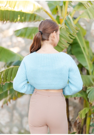 Örme Crop Kazak Bebek Mavi