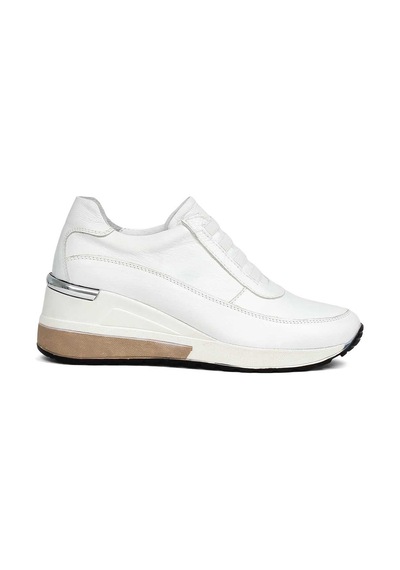 Kadın Beyaz Dolgu Topuklu Deri Sneaker