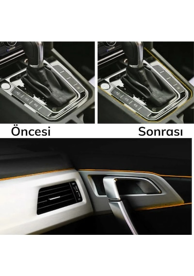 Gold Araba Oto Trim Dekorasyon Şeridi Kauçuk Elastik Kolay Kurulum 5 Metre Şerit Bant Belirtilmemis