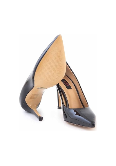 Rouge Deri Stiletto Kadın Topuklu Ayakkabı 4924-02V8 Siyah Rugan Siyah