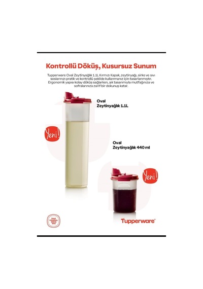 Oval Zeytinyağlık Kırmızı Kapak 2'li Şeffaf