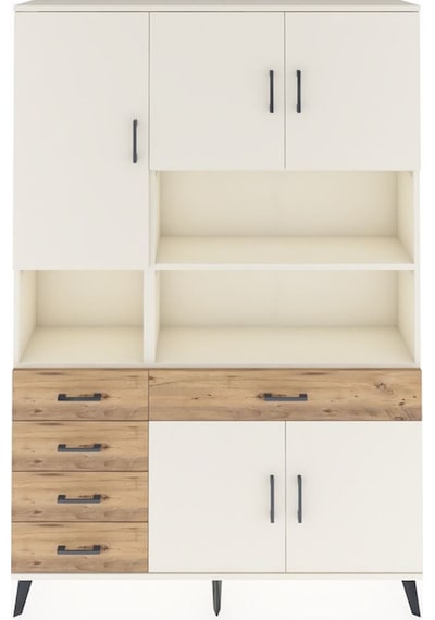 Arges Dolap 9 Raflı 5 Çekmeceli 5 Kapaklı 132x30x195 Aytaşı-aytaşı/çam Aytası/atlas Çam