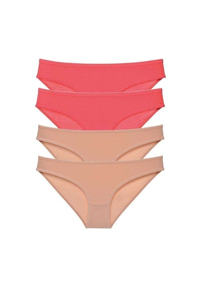 4 Adet Süper Eko Set Likralı Kadın Slip Külot Fuşya Ten Standart
