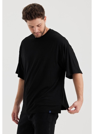 Alexander Gardi Alexandergardı Yırtmaçlı Basic Oversize T-shirt Un-70418 Siyah