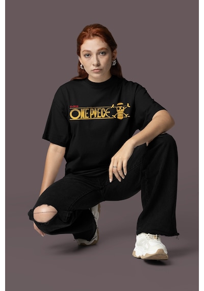 Ace Sabo Monkey D. Luffy Sırt Baskılı Unisex Oversize One Piece K Siyah