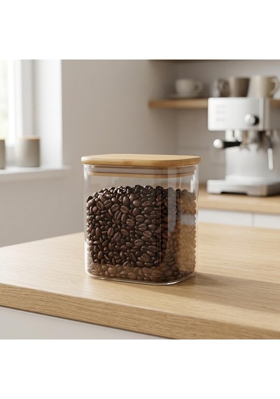 Dikdörtgen Borosilikat Cam Kavanoz, Bambu Kapaklı Silikon Contalı Erzak Saklama Kabı, 750 Ml Ve 1000 Ml Boyut Seçen Diğer
