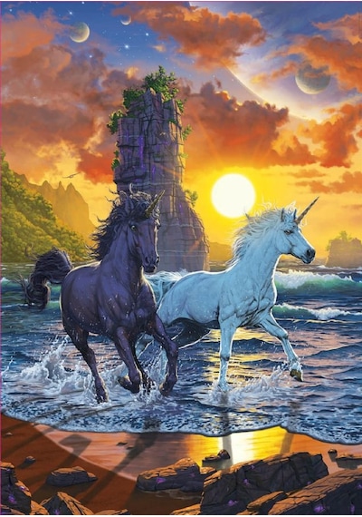 Educa 1000 Parça Sahilde Tek Boynuzlu Atlar Puzzle - Vincent Hie