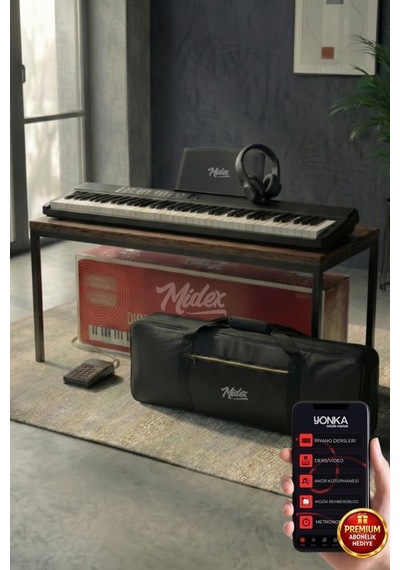 Midex PLX-80BK-H Taşınabilir Katlanır Dijital Piyano Tuş Hassasiyetli 88 Tuş BT (Sustain Kulaklık Çanta Metod)