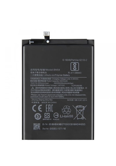 Xiaomi Redmi Note 9 Batarya Bn-54 Pil