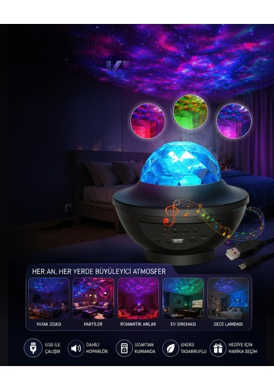 Led Gece Lambası Projektörü Galaxy Efekti 15w