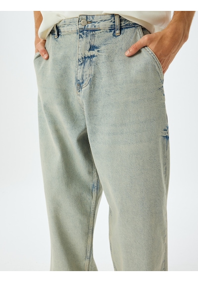 Koton Baggy Kot Pantolon Rahat Kesim Cep Detaylı Pamuklu Açık İndigo 5wam40115ıd Açık İndigo