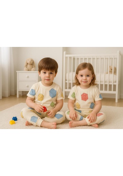 Isobel Kids Lego Desenli Pijama Takım Bej