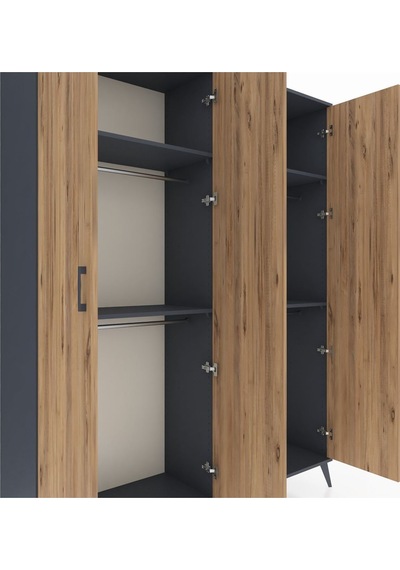 Hyperion Gardrop 4 Raflı 4 Kapaklı 4 Askılı 176x44x221 Antrasit-çam/antrasit Çam/antrasit
