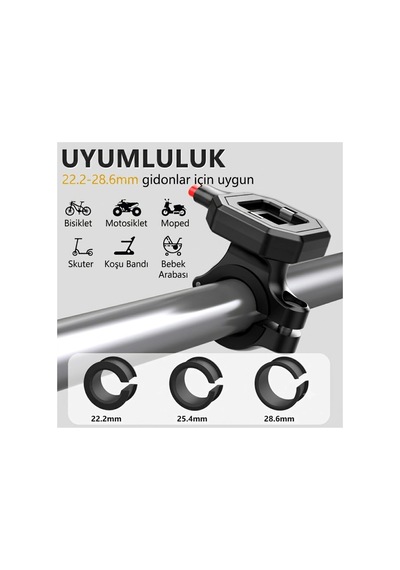 Su Geçirmez Motosiklet, Bisiklet Ve Scooter Telefon Tutucu 360 Döner Stand Çok Renkli