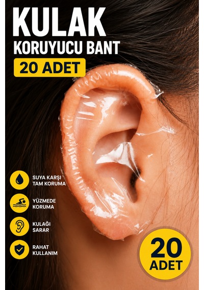 Kulak Enfeksiyonlarına Karşı Etkili Koruma Banyo Kulak Koruyucu Bant 20 Adet