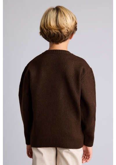 Defacto Oversize Bisiklet Yaka Triko Basic Kazak Erkek Çocuk I3438a826cwbn341 Kahve-bn341