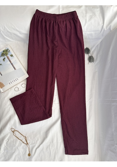 Intive Cool Comfort Waffle Kumaş Pamuklu Nefes Alabilir Basic Yazlık Jogger Pantolon Cepsiz Bordo Intive Cool Comfort Waffle Kumaş Pamuklu Nefes Alabilir Basic Yazlık Jogger Pantolon Cepsiz Bordo