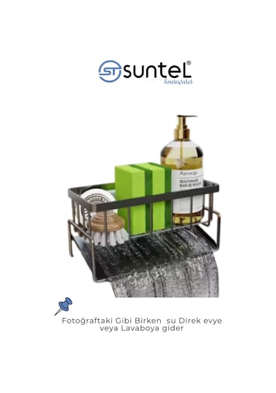 Suntel Tezgah Üstü Sıvı Sabunluk Ve Süngerlik Beyaz