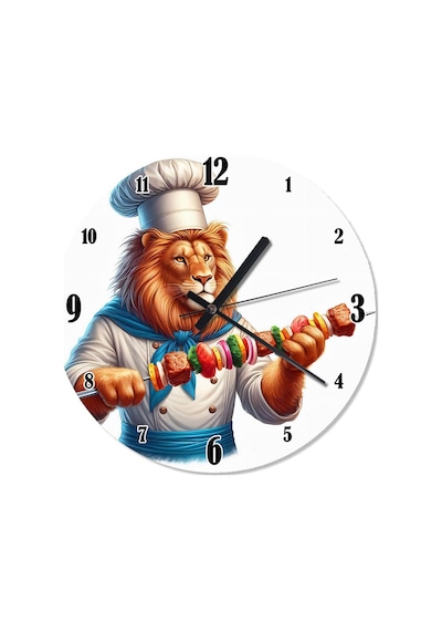 Aslan Şef Şiş Kebap Akarlı Duvar Saati Çok Renkli