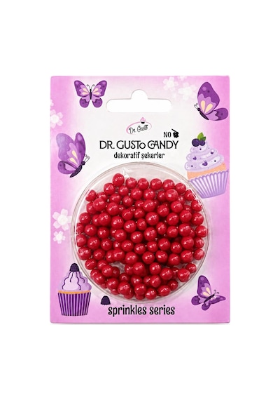 Dr. Gusto 4 Mm Kırmızı Candy Boncuk Pasta Süsleme Şekeri