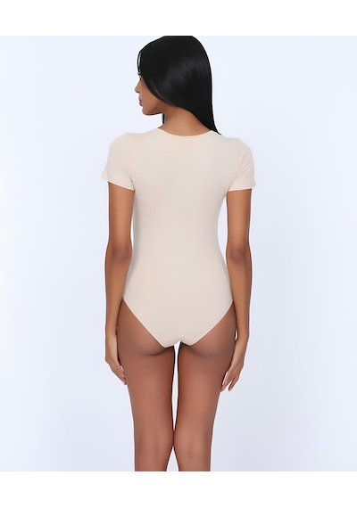 Nbb U Yaka Kısa Kollu Alttan Çıtçıtlı Body/atlet -2945 Ten Rengi