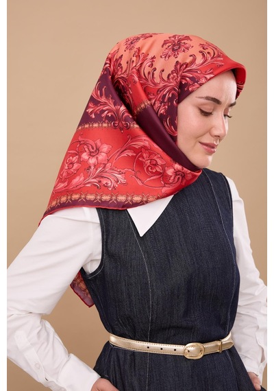 Silk Home Twill İpek Eşarp 11482-08 Koyu Mor, Kırmızı, Pembe, Pudra
