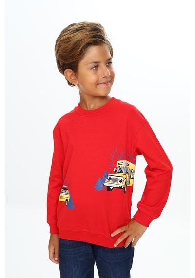 Toontoy Kids Toontoy Erkek Çocuk Relax Fit Bisiklet Yaka Hafif Düşük Omuz Baskılı Sweatshirt - 2 İplik Kırmızı Toontoy Kids Toontoy Erkek Çocuk Relax Fit Bisiklet Yaka Hafif Düşük Omuz Baskılı Sweatshirt - 2 İplik Kırmızı
