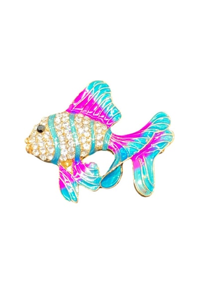 Sıradışı Balık Model Mavi - Altın Renk Şık Bijuteri Broş Renk Cümbüşünü Aksesuarınıza Taşıyın Altın - Mavi