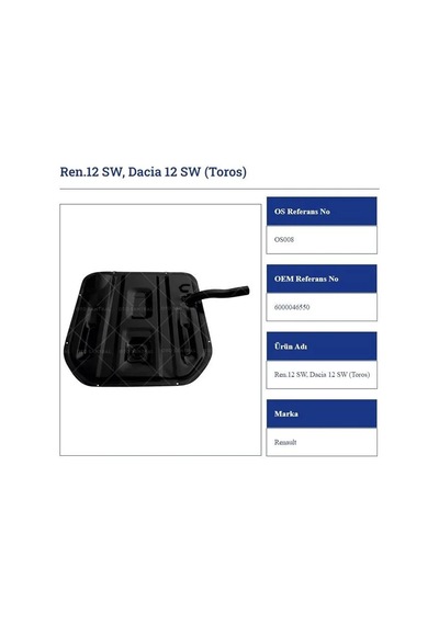 Benzın Deposu Renault R12 Stw Toros