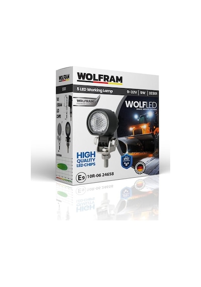 Wolfram Wolf Serisi 32301 Çalışma Lambası Yuvarlak Mini 425 Lümen Flood - Wolfram 32301