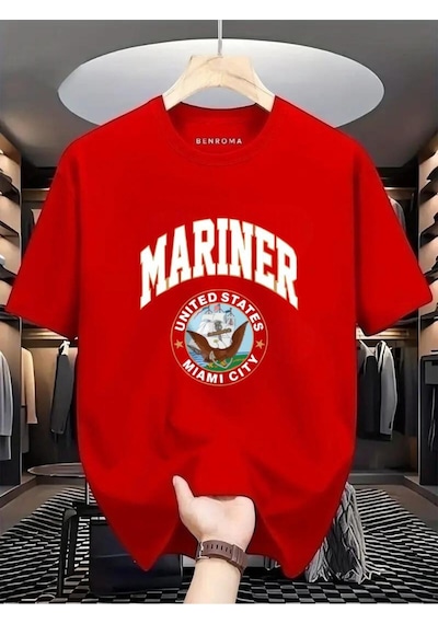 Marıner Unıted States Mıamı Cıty Baskılı Oversize Tişört Kirmizi