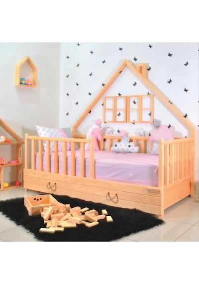 Markaawm Markaawm Montessori Çocuk Yatak Çekmeceli 90X190 Karyola Yağmur Akçaağaç