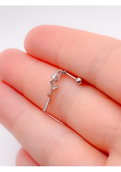 Lexroo Taşlı Gül Figürlü Kıkırdak Helix Tragus Piercing 1adet Çok Renkli