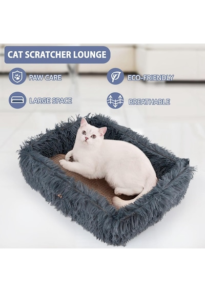 Kedi Scratcher Yatağı,çıkarılabilir Kartonlu Kedi Scratcher Kutusu,oluklu Mukavva Dikdörtgen Kedi Kazıma Salonu,mobilya Koruması İçin Büyük Kedi Kazıma Pedi Koyu Gri