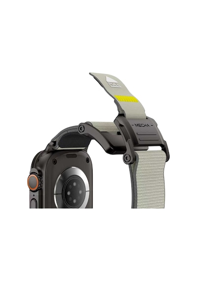 Watch 42mm Uyumlu Mohseven İwatch Mecha Sport Hasır Kordon Siyah-bej
