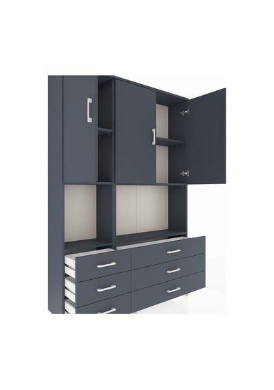 Arges Dolap 6 Raflı 6 Çekmeceli 3 Kapaklı 132x30x195 Antrasit-antrasit/antrasit Antrasıt/antrasıt Arges Dolap 6 Raflı 6 Çekmeceli 3 Kapaklı 132x30x195 Antrasit-antrasit/antrasit Antrasıt/antrasıt