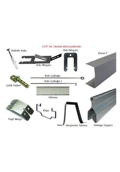 30x30 Clip-in Metal Asma Tavan Tam Takım Alüminyum Sistemi 9 M2 9 M2