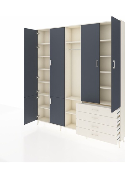 Arges Dolap 14 Raflı 4 Çekmeceli Tek Askılı 220x30x243 Aytaşı-antrasit/aytaşı Antrasıt/aytası Arges Dolap 14 Raflı 4 Çekmeceli Tek Askılı 220x30x243 Aytaşı-antrasit/aytaşı Antrasıt/aytası
