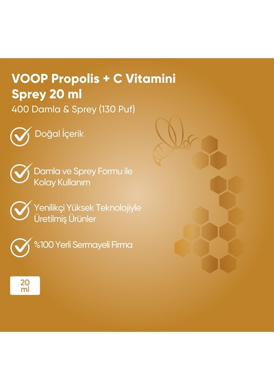 Voop Propolis + C Vitamini Sprey-Damla 20 ML