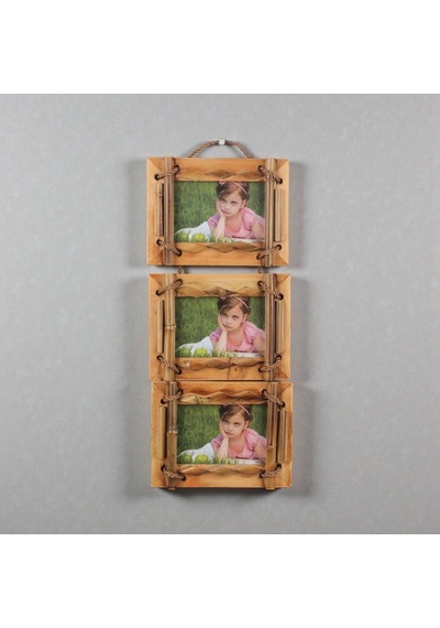 El Yapımı Doğal Ahşap 3 Lü Bambu Bamboo Fotoğraf Çerçevesi Dekoratif Ev Ofis Hediyesi Duvar Süsü - 6