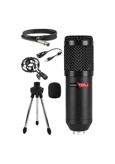Kondansatör Stüdyo Mikrofonu - Mini Tripod Ve Ses Kartı İle Açık Bej