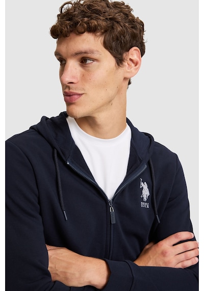 U.S. Polo Assn. Erkek Lacivert Kapüşonlu Fermuarlı Örme Hırka 50329420-vr033